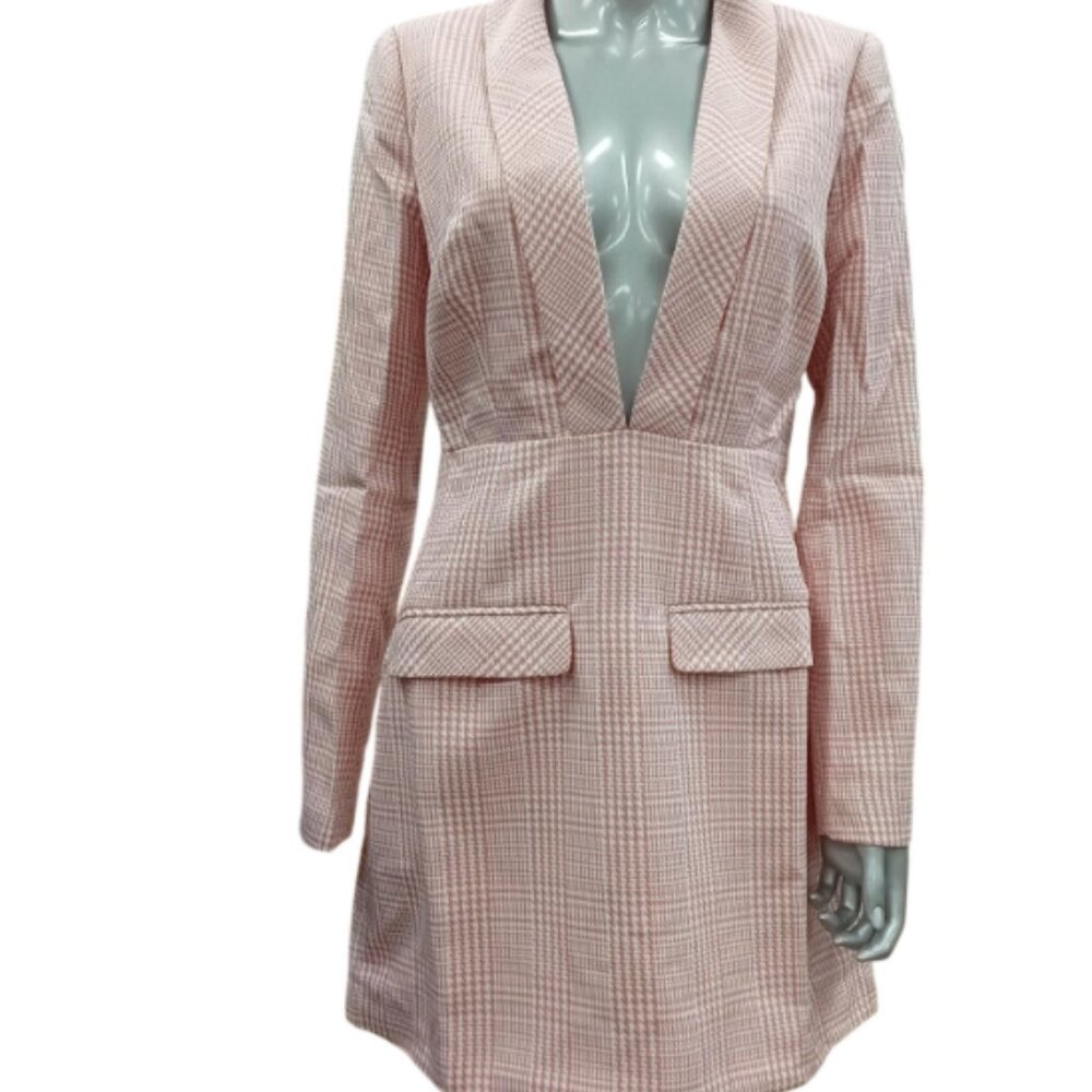 NWT CHOOSY Pink Plaid Blazer Dress Size 12